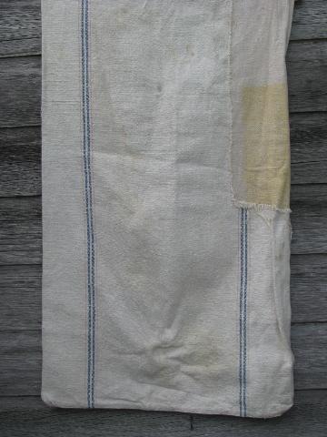 photo of lot antique striped heavy cotton feed sacks grain bags, vintage farm primitive fabric #6