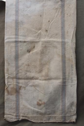 photo of lot antique striped heavy cotton feed sacks grain bags, vintage farm primitive fabric #2