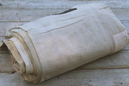 photo of lot antique striped heavy cotton feed sacks grain bags, vintage farm primitive fabric #6