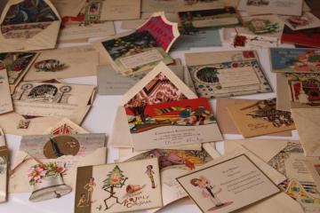 catalog photo of lot antique vintage Christmas greeting post cards, art deco illustrations 1910s, 20s, 30s