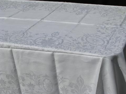 photo of lot antique & vintage Irish linen & cotton damask table linens, 10 tablecloths #2
