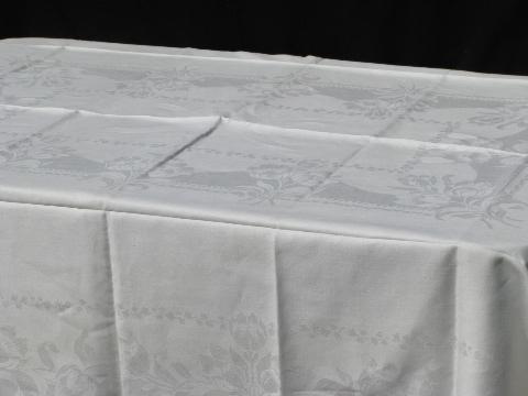 photo of lot antique & vintage Irish linen & cotton damask table linens, 10 tablecloths #6