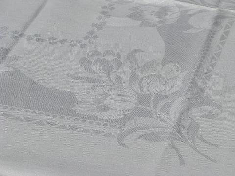 photo of lot antique & vintage Irish linen & cotton damask table linens, 10 tablecloths #7