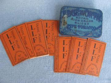 catalog photo of lot antique vintage Riza cigarette rolling papers in old tobacco tin