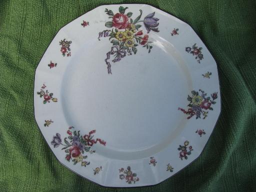 photo of lot antique vintage Royal Doulton china, Old Leeds Sprays plates and bowls #2