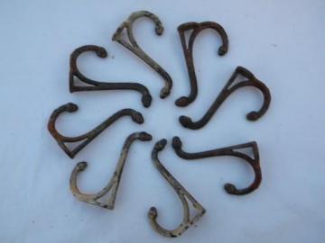 catalog photo of lot antique vintage architectural coat hooks w/ acorn finials & old paint