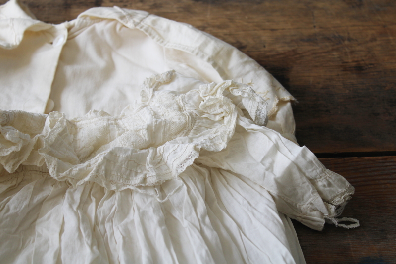 photo of lot antique vintage baby clothes, long white cotton dresses & slips, christening dress & coat #13