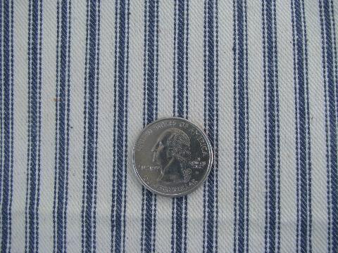 photo of lot antique vintage cotton fabric, work shirting, indigo chambray, heavy ticking #4