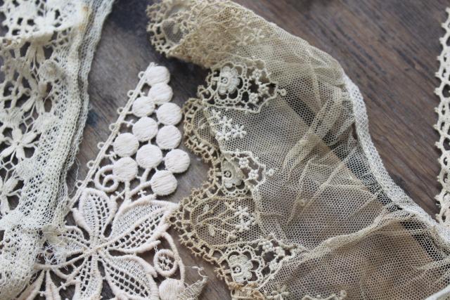 photo of lot antique vintage dress trims, lace collars & scraps Victorian Edwardian era #7