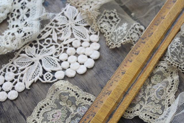 photo of lot antique vintage dress trims, lace collars & scraps Victorian Edwardian era #16