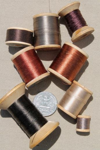 photo of lot antique & vintage fine pure silk embroidery sewing thread, jewel colors #5