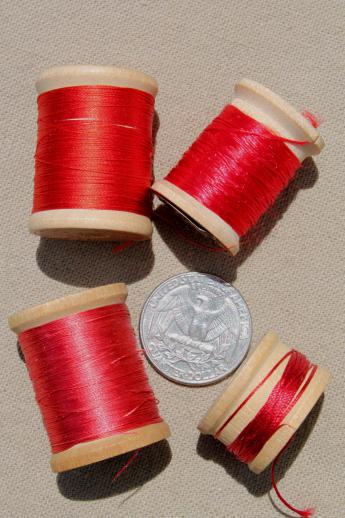 photo of lot antique & vintage fine pure silk embroidery sewing thread, jewel colors #6