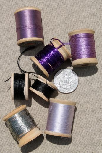 photo of lot antique & vintage fine pure silk embroidery sewing thread, jewel colors #10