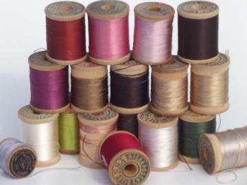 catalog photo of lot antique & vintage fine pure silk embroidery sewing thread, jewel colors