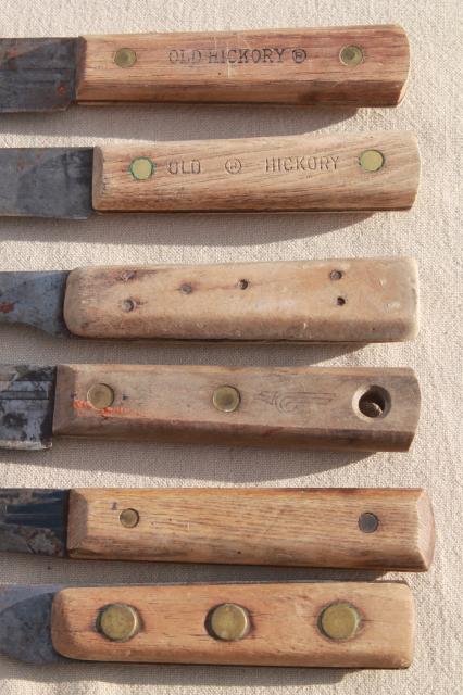 photo of lot antique & vintage high carbon steel kitchen butcher knives w/ nice old marked blades #5