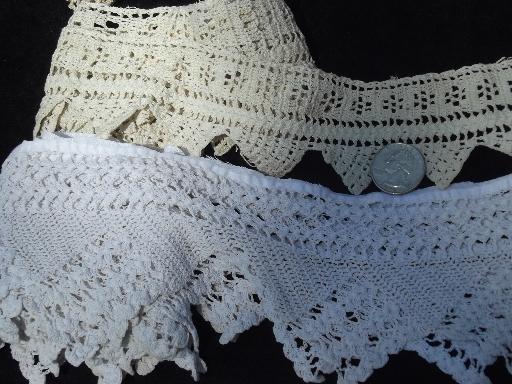 photo of lot antique vintage sewing trims, fine cotton lace edgings and crochet #3