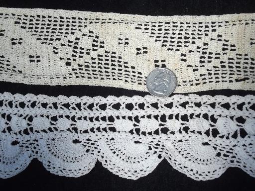 photo of lot antique vintage sewing trims, fine cotton lace edgings and crochet #6