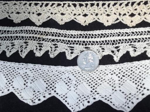 photo of lot antique vintage sewing trims, fine cotton lace edgings and crochet #8