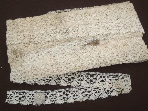 photo of lot antique vintage sewing trims, fine cotton lace edgings & crochet  #2