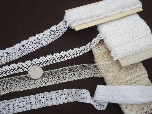 photo of lot antique vintage sewing trims, fine cotton lace edgings & crochet  #9