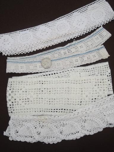 photo of lot antique vintage sewing trims, fine cotton lace edgings & crochet  #10