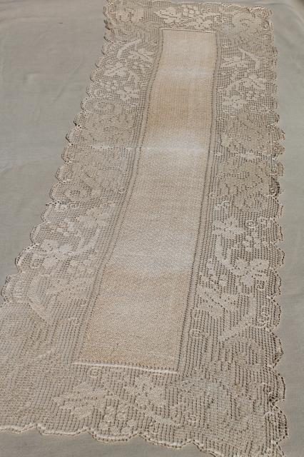 photo of lot antique vintage table runners or towels w/ lace, tatting, crochet edgings #3