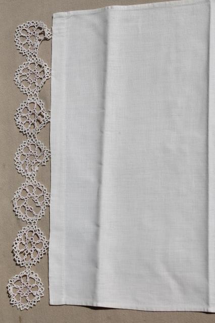 photo of lot antique vintage table runners or towels w/ lace, tatting, crochet edgings #10