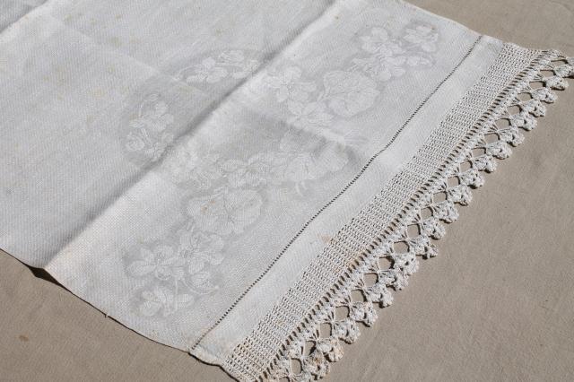 photo of lot antique vintage table runners or towels w/ lace, tatting, crochet edgings #11