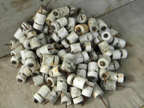 photo of lot antique white china architectural insulators/standoffs 1920 patent #1