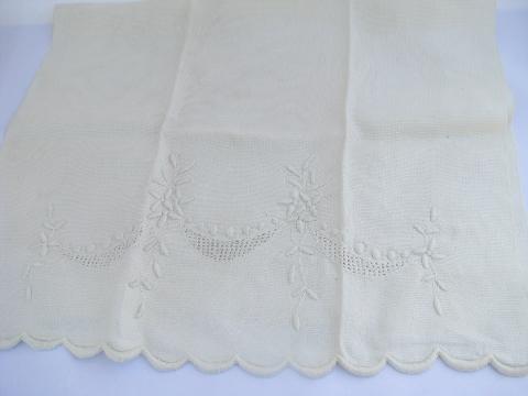 photo of lot antique whitework linen damask & cotton towels, crochet & tatting lace #7