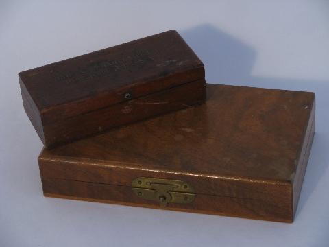 photo of lot antique wood tool boxes for machinist tools, Browne & Sharpe #1
