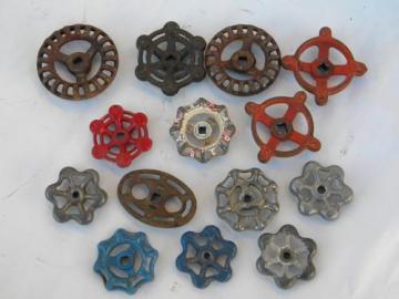 catalog photo of lot assorted garden water valve handles industrial machine-age vintage