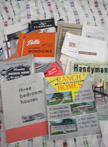 photo of lot assorted old 1950s building and architectural booklets and advertising #1