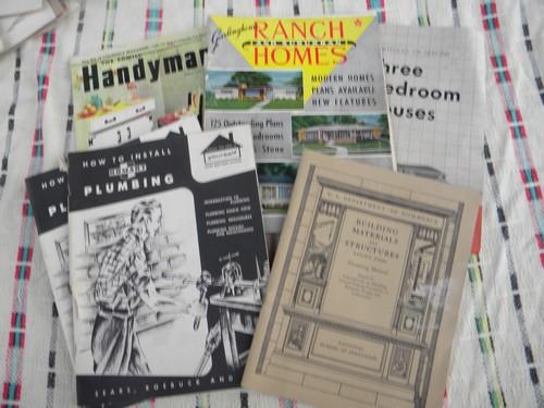 photo of lot assorted old 1950s building and architectural booklets and advertising #2