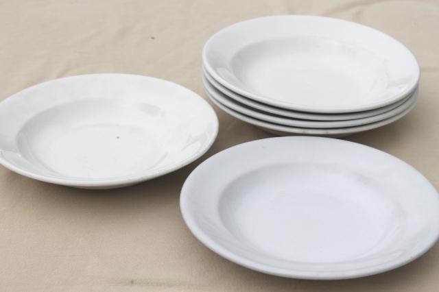 photo of lot assorted old antique white ironstone china soup bowl plates, all English makers marks #5