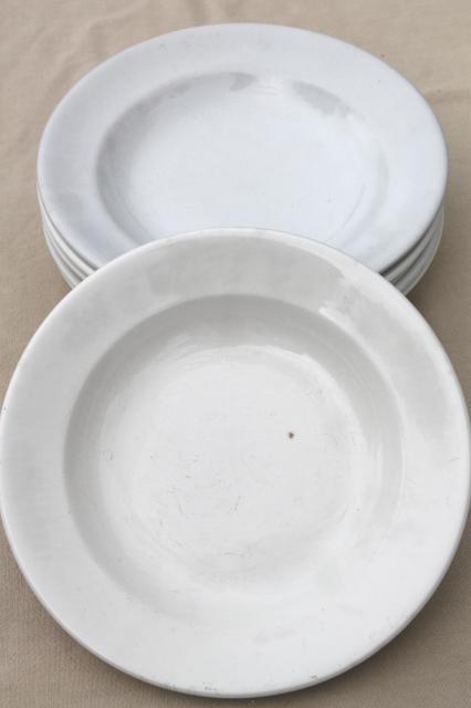 photo of lot assorted old antique white ironstone china soup bowl plates, all English makers marks #6