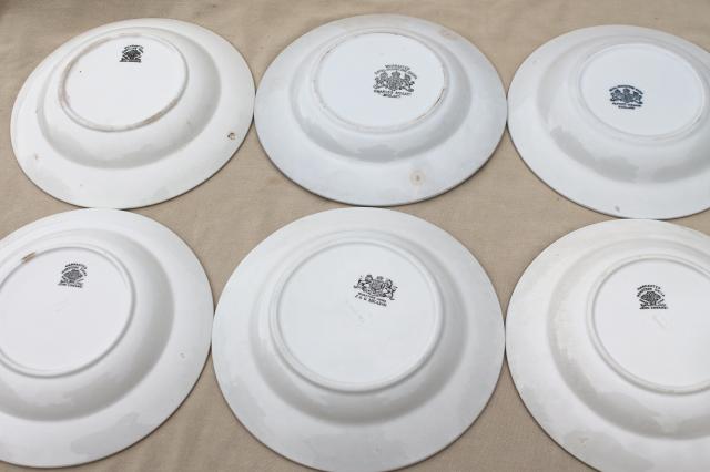 photo of lot assorted old antique white ironstone china soup bowl plates, all English makers marks #9