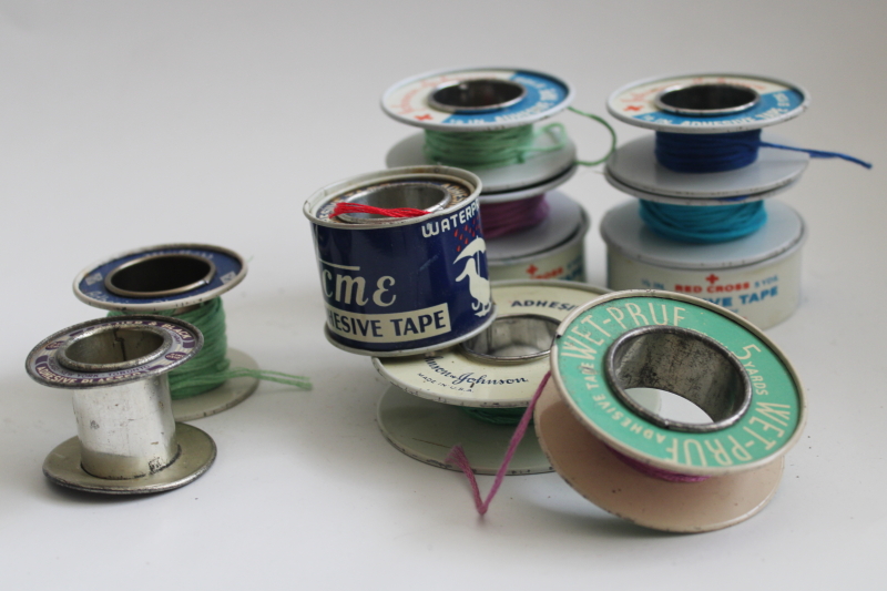 photo of lot assorted vintage metal rolls from adhesive tape bandage sticking plaster #4