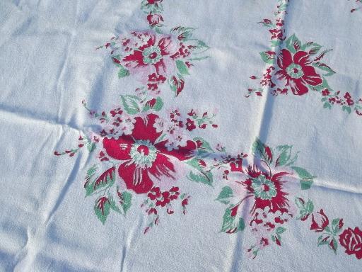 photo of lot authentic vintage cotton kitchen tablecloths, fruit and flower prints #9