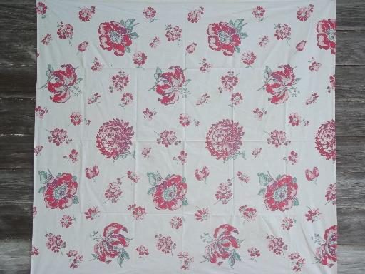 photo of lot authentic vintage cotton kitchen tablecloths, fruit and flower prints #4