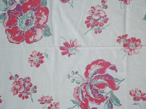 photo of lot authentic vintage cotton kitchen tablecloths, fruit and flower prints #5