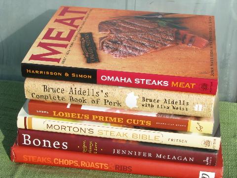 photo of lot big specialty cookbooks, steaks, chops, roasts, bones - all meat! #1