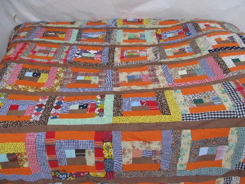 photo of lot bright colors patchwork quilt tops, vintage 1950s-60s cotton prints #3