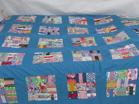 photo of lot bright colors patchwork quilt tops, vintage 1950s-60s cotton prints #6