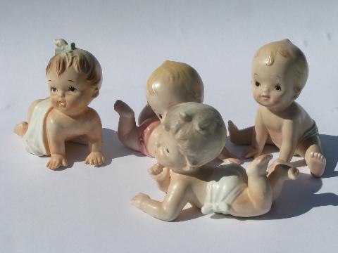 photo of lot china piano babies, cute bare bottom baby figurines, vintage Japan #1