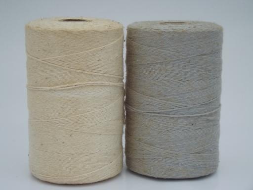 photo of lot cotton carpet loom warp rug weaving cord thread, antique blue and off-white #4