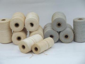 catalog photo of lot cotton carpet loom warp rug weaving cord thread, antique blue and off-white