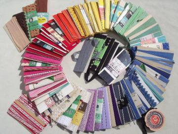 catalog photo of lot cotton seam tape & quilt  binding, vintage sewing trim, all colors!