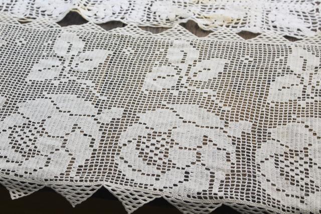 photo of lot crochet lace runners for upcycle or vintage sewing trim, french brocante shabby chic #3