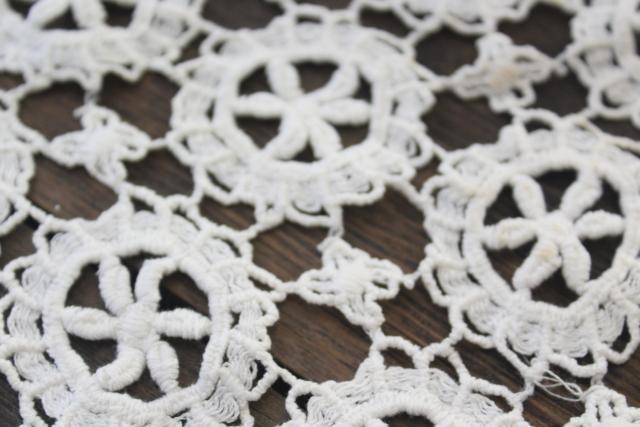 photo of lot crochet lace runners for upcycle or vintage sewing trim, french brocante shabby chic #7